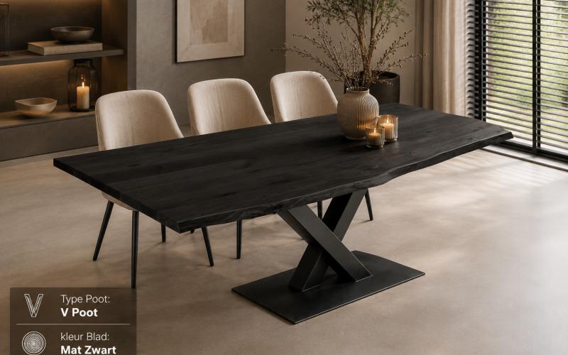 Eiken Boomstamtafel Stel Zelf Samen | Massief Eiken & Stalen Onderstellen